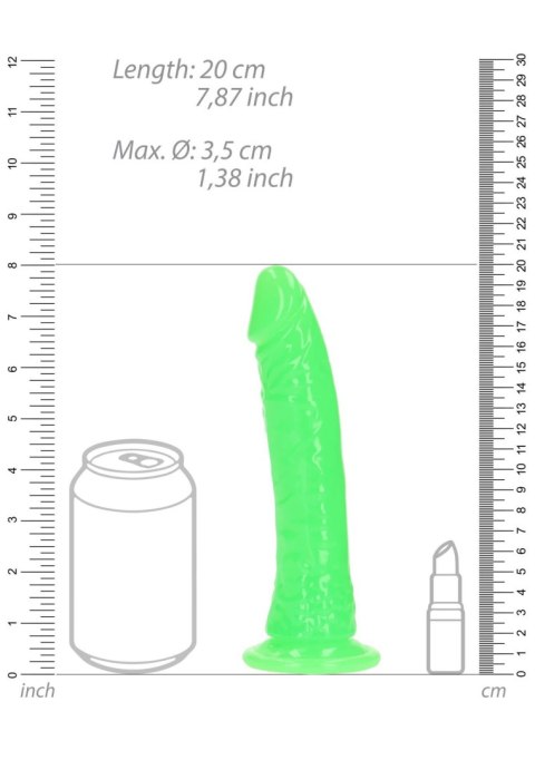Slim Realistic Dildo with Suction Cup - Glow in the Dark - 7'' / 18 cm Slim Realistic Dildo with Suction Cup - Glow in the Dark - 7'' / 18 cm