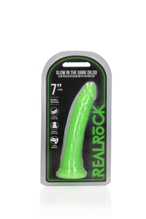 Slim Realistic Dildo with Suction Cup - Glow in the Dark - 7'' / 18 cm Slim Realistic Dildo with Suction Cup - Glow in the Dark - 7'' / 18 cm