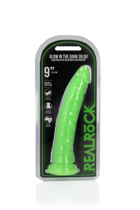 Slim Realistic Dildo with Suction Cup - Glow in the Dark - 9'' / 22,5 cm Slim Realistic Dildo with Suction Cup - Glow in the Dark - 9'' / 22,5 cm