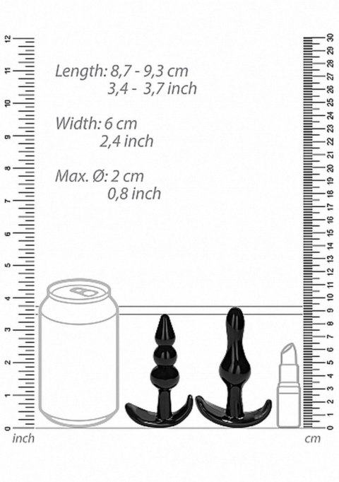 NO. 80 - 4-Piece Butt Plug Set - Black NO. 80 - 4-Piece Butt Plug Set - Black