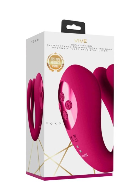 Yoko - Triple Action Vibrator Dual Prongs with Clitoral Pulse Wave Yoko - Triple Action Vibrator Dual Prongs with Clitoral Pulse Wave