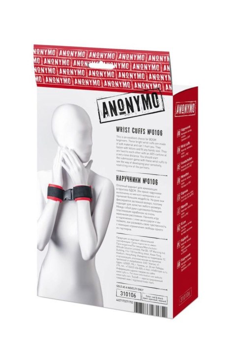 Anonymo handcuffs, velour, red, 24 cm Anonymo handcuffs, velour, red, 24 cm