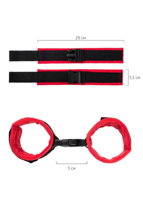 Anonymo handcuffs, velour, red, 29 cm Anonymo handcuffs, velour, red, 29 cm