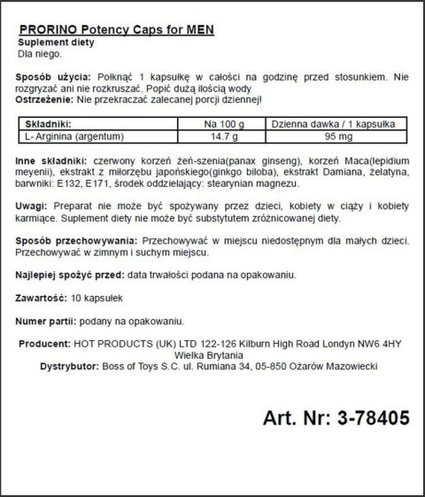 Supl.diety-PRORINO Men- 10pcs black line Potency Caps Supl.diety-PRORINO Men- 10pcs black line Potency Caps
