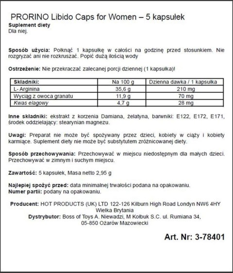 Supl.diety-PRORINO Women- 5pcs black line Libido Caps Supl.diety-PRORINO Women- 5pcs black line Libido Caps