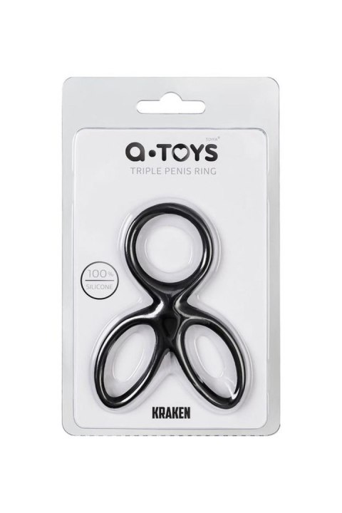 A-TOYS Triple penis ring KRAKEN, silicone, black, 10 cm A-TOYS Triple penis ring KRAKEN, silicone, black, 10 cm