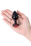 Black anal plug TOYFA Metal,with a ruby colored gem Black anal plug TOYFA Metal,with a ruby colored gem