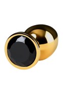 Gold anal plug TOYFA Metal with pink round-shaped gem Gold anal plug TOYFA Metal with pink round-shaped gem