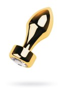 Gold anal plug TOYFA Metal with white round-shaped gem , length 7 cm, diameter 2-3,5 cm, weight 140 gr Gold anal plug TOYFA Metal with white round-shaped gem , length 7 cm, diameter 2-3,5 cm, weight 140 gr