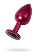 Red anal plug TOYFA Metal with black gem Red anal plug TOYFA Metal with black gem