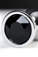 Silver anal plug TOYFA Metal with black round-shaped gem Silver anal plug TOYFA Metal with black round-shaped gem