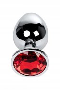 Silver anal plug TOYFA Metal with red round-shaped gem, Silver anal plug TOYFA Metal with red round-shaped gem,