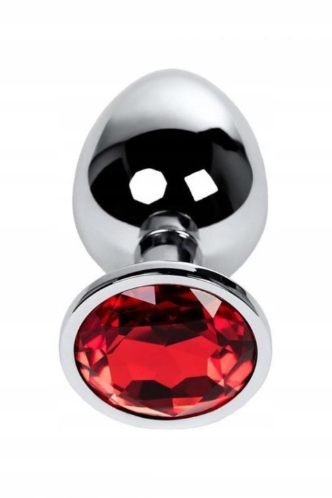 Silver anal plug TOYFA Metal with red round-shaped gem, Silver anal plug TOYFA Metal with red round-shaped gem,