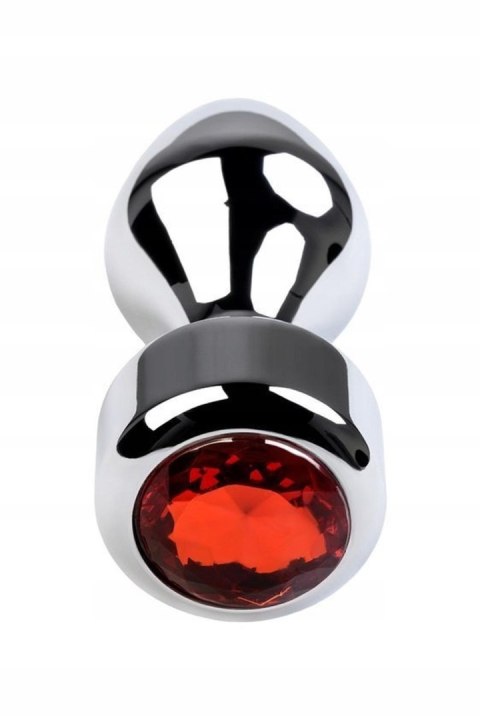 Silver anal plug TOYFA Metal with red round-shaped gem Silver anal plug TOYFA Metal with red round-shaped gem