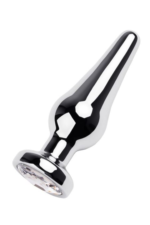 Silver anal plug TOYFA Metal with white round-shaped gem, length 9 cm, diameter 1,5-4 cm, weight 205 gr Silver anal plug TOYFA Metal with white round-shaped gem, length 9 cm, diameter 1,5-4 cm, weight 205 gr