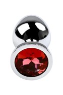 Silver anal plug with gem, red Silver anal plug with gem, red