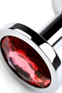 Silver anal plug with gem, red Silver anal plug with gem, red