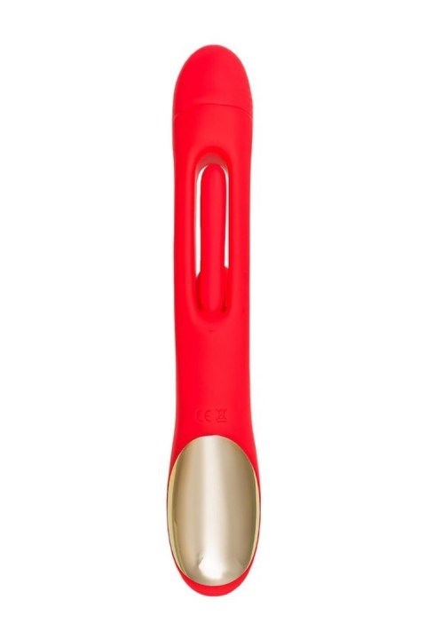 JOS Vibrator with clitoral stimulator Patti with moving tongue, silicone, red, 24 cm JOS Vibrator with clitoral stimulator Patti with moving tongue, silicone, red, 24 cm