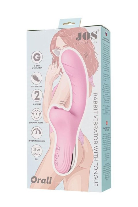 JOS Vibrator with clitoral stimulator Patti with moving tongue, silicone, red, 24 cm JOS Vibrator with clitoral stimulator Patti with moving tongue, silicone, red, 24 cm