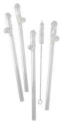 Glass Drinking Straw Willy x 4 Glass Drinking Straw Willy x 4