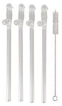 Glass Drinking Straw Willy x 4 Glass Drinking Straw Willy x 4
