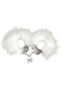 Kajdanki-Śmieszna zabawka-kadanki - Metallic Handcuffs,feather cov.. White Kajdanki-Śmieszna zabawka-kadanki - Metallic Handcuffs,feather cov.. White