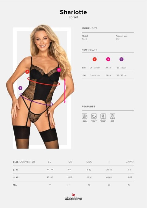 Bielizna-Sharlotte gorset i stringi czarny S/M Bielizna-Sharlotte gorset i stringi czarny S/M