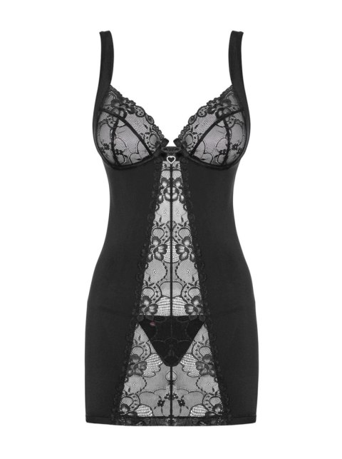 Bielizna-Heartina koszulka i stringi czarna S/M Bielizna-Heartina koszulka i stringi czarna S/M