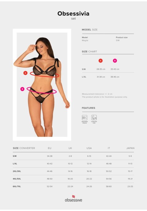 Bielizna-Obsessivia komplet 2-częściowy czarny S/M Bielizna-Obsessivia komplet 2-częściowy czarny S/M