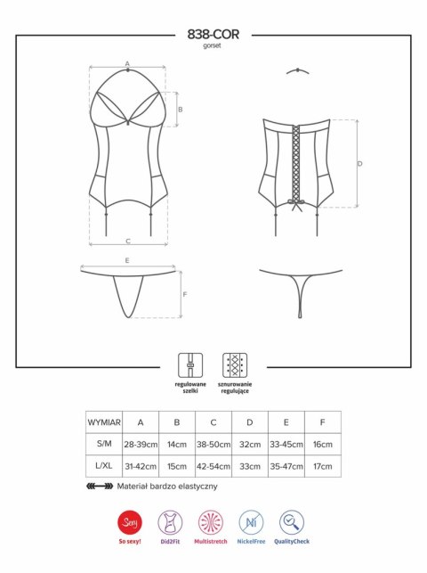Bielizna-838-COR-3 gorset i stringi S/M Bielizna-838-COR-3 gorset i stringi S/M