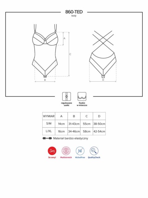 Bielizna-860-TED-1 body czarne L/XL Bielizna-860-TED-1 body czarne L/XL