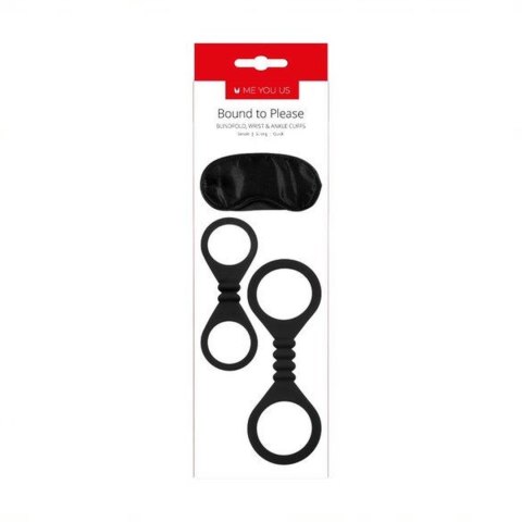 Kajdanki- Me You Us Bound To Please Blindfold Wrist And Ankle Cuffs Black Kajdanki- Me You Us Bound To Please Blindfold Wrist And Ankle Cuffs Black