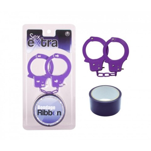 Kajdanki-Purple Sex Extra PVC Ribbon and Handcuffs Kajdanki-Purple Sex Extra PVC Ribbon and Handcuffs