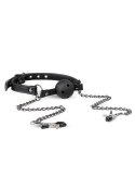Knebel-Open Ball Gag With Nipple Clamps Knebel-Open Ball Gag With Nipple Clamps