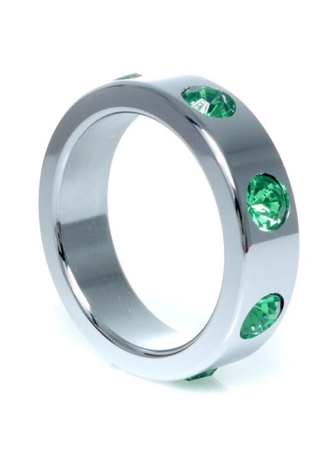 Pierścień-Metal Cock Ring with Green Diamonds Large Pierścień-Metal Cock Ring with Green Diamonds Large