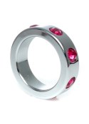 Pierścień-Metal Cock Ring with Pink Diamonds Medium Pierścień-Metal Cock Ring with Pink Diamonds Medium
