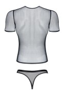 Męski komplet z elastycznej siatki: t-shirt w serek, stringi XL