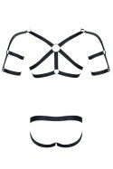 Męski komplet z gumy: t-shirt z ozdobami z tyłu i przodu, figi z otwartym tyłem L/XL Męski komplet z gumy: t-shirt z ozdobami z tyłu i przodu, figi z otwartym tyłem L/XL