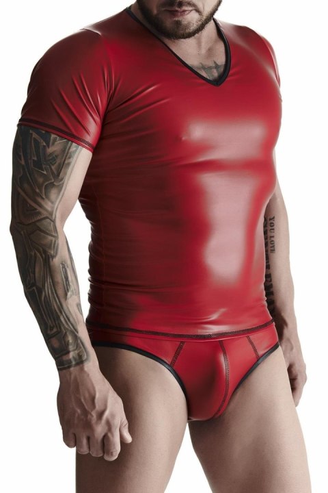 Męski komplet z wetlooka: t-shirt w serek, figi typu brazyliany XL Męski komplet z wetlooka: t-shirt w serek, figi typu brazyliany XL
