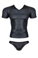 Męski komplet z wetlooka: t-shirt w serek, figi typu brazyliany S