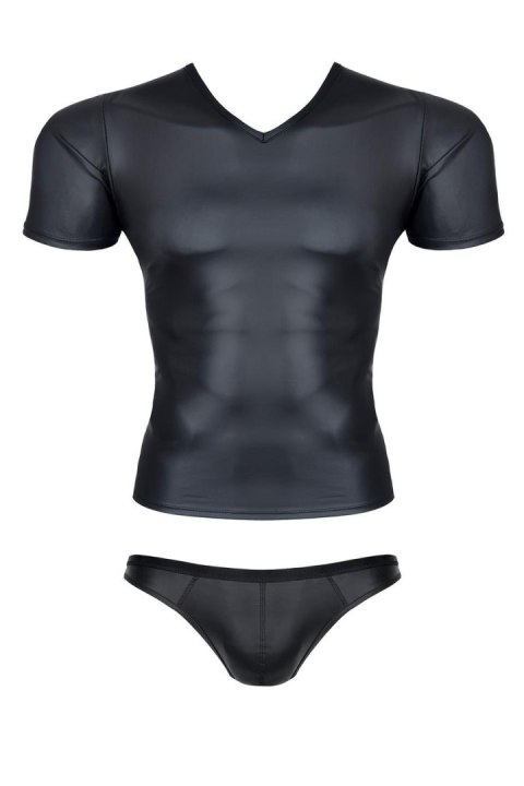 Męski komplet z wetlooka: t-shirt w serek, figi typu brazyliany S Męski komplet z wetlooka: t-shirt w serek, figi typu brazyliany S