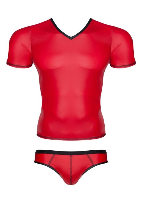 Męski komplet z wetlooka: t-shirt w serek, figi typu brazyliany S Męski komplet z wetlooka: t-shirt w serek, figi typu brazyliany S