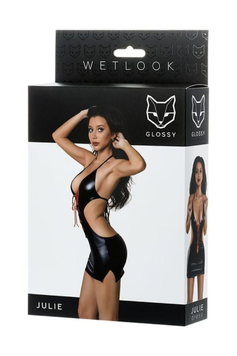 Glossy Shiny Wetlook dress JULIE - black M Glossy Shiny Wetlook dress JULIE - black M
