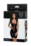 Glossy Shiny Wetlook dress with a lace MICHELLE - black XL Glossy Shiny Wetlook dress with a lace MICHELLE - black XL