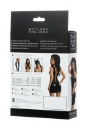 Glossy Shiny Wetlook dress with a lace MICHELLE - black XL Glossy Shiny Wetlook dress with a lace MICHELLE - black XL