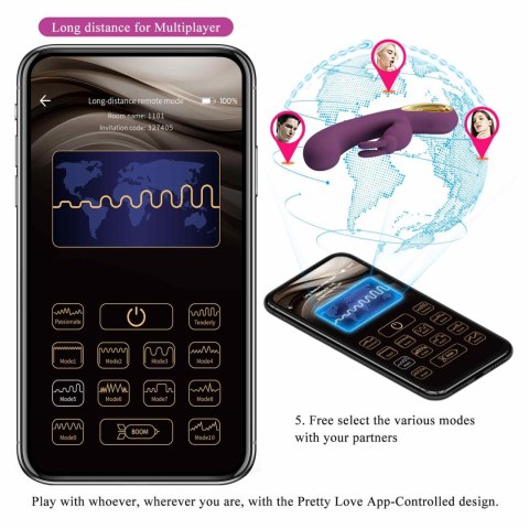 PRETTY LOVE - Liam purple, 12 vibration functions Mobile APP Long-distance Control PRETTY LOVE - Liam purple, 12 vibration functions Mobile APP Long-distance Control