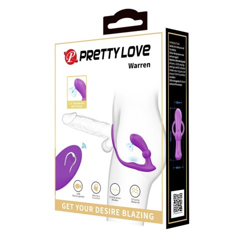 PRETTY LOVE - Warren Purple, Wireless remote control 12 pulse wave settings 12 vibration functions PRETTY LOVE - Warren Purple, Wireless remote control 12 pulse wave settings 12 vibration functions