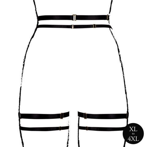 Double Strap Garter Belt with Adjustable Sliders - Plus Size - Black Double Strap Garter Belt with Adjustable Sliders - Plus Size - Black