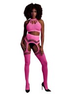 Two Piece with Crop Top and Stockings - Pink - XS/XL Two Piece with Crop Top and Stockings - Pink - XS/XL