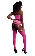 Two Piece with Crop Top and Stockings - Pink - XS/XL Two Piece with Crop Top and Stockings - Pink - XS/XL